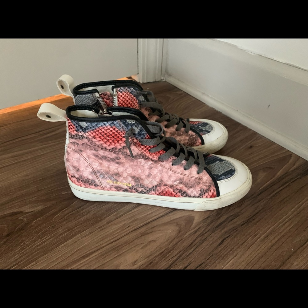 Vintage Havana rainbow snake skin high top sneakers